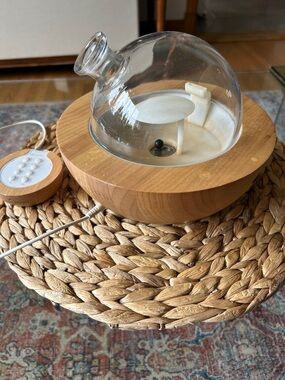 Wooden Essential Oil Diffuser with Clear Glass Dome - With remove control